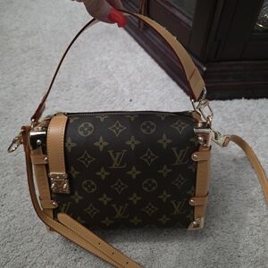 Louis Vuitton Monogram Crossbody Bag in Brown and Tan with Gold Hardware